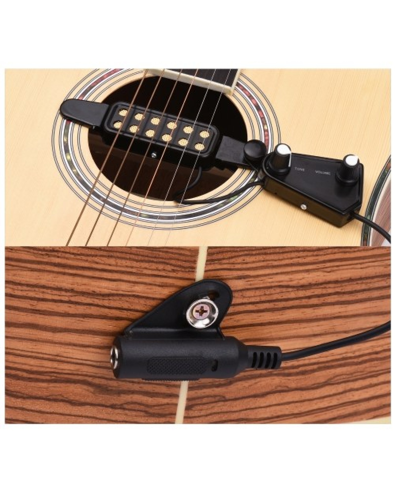 Acoustic Guitar Sound Hole Pickup Magnetic Passive Pick-up System with Tone Volume Control 6.35mm Interface