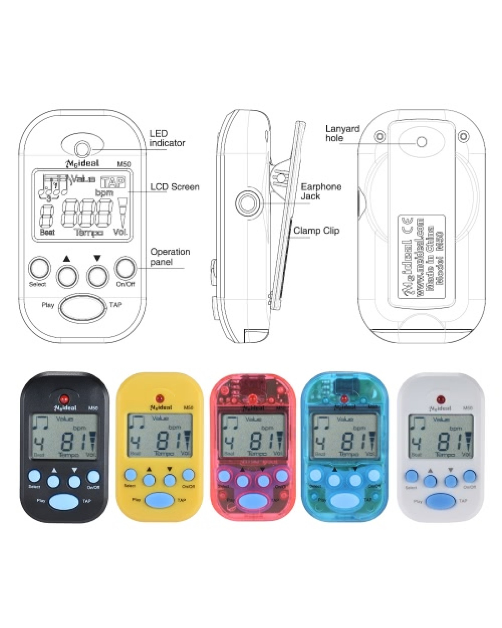 Professional Clip on Digital Beat Tempo Metronome LCD Screen Lightweight &amp; Mini for Violin Guitar Bass Musical Instrument Bl