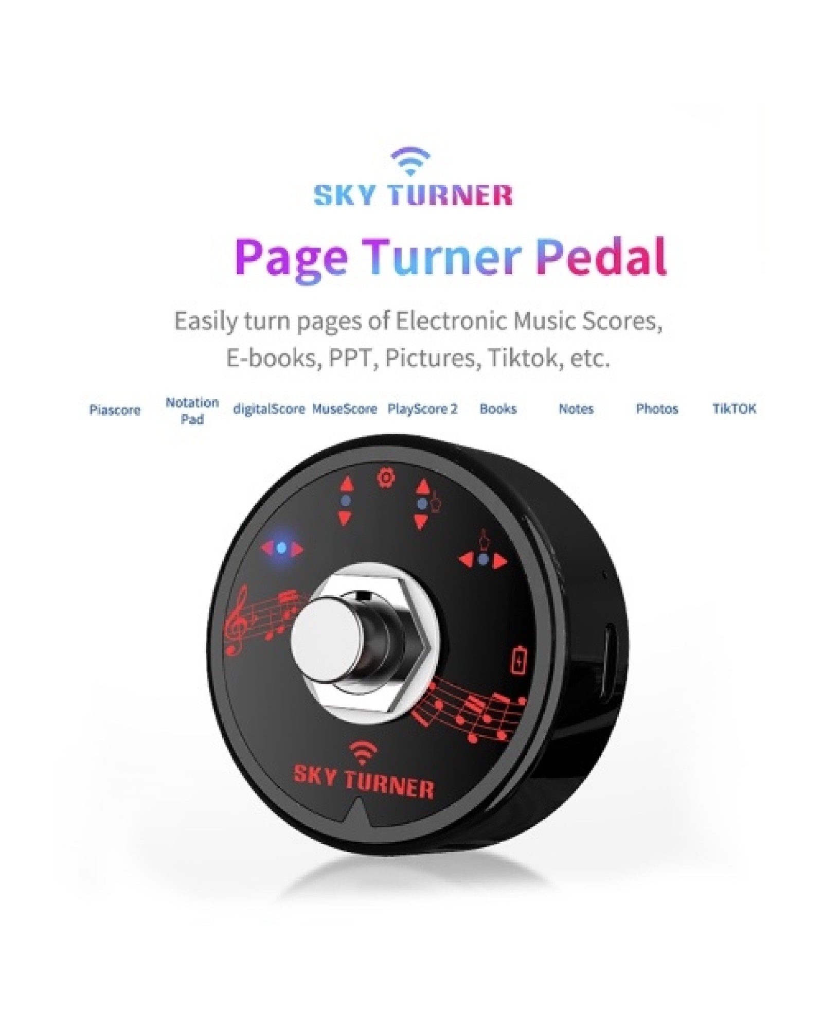 ST-1 BT Page Turner Pedal Rechargeable Wireless Foot Switch