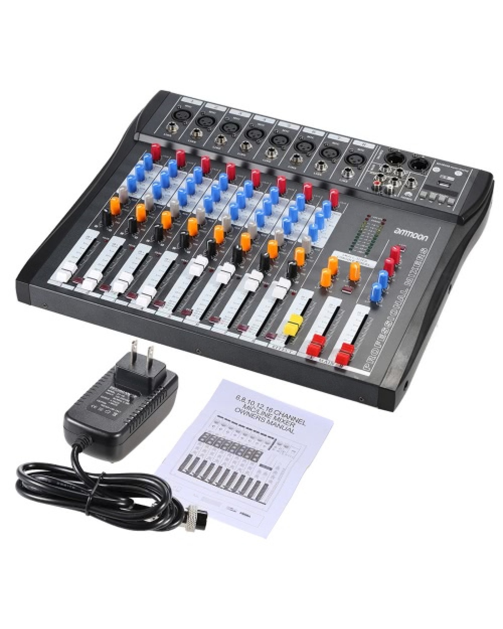 CT80S-USB 8 Channel Digtal Mic Line Audio Mixing Mixer Console with 48V Phantom Power for Recording DJ Stage Karaoke Music Appre