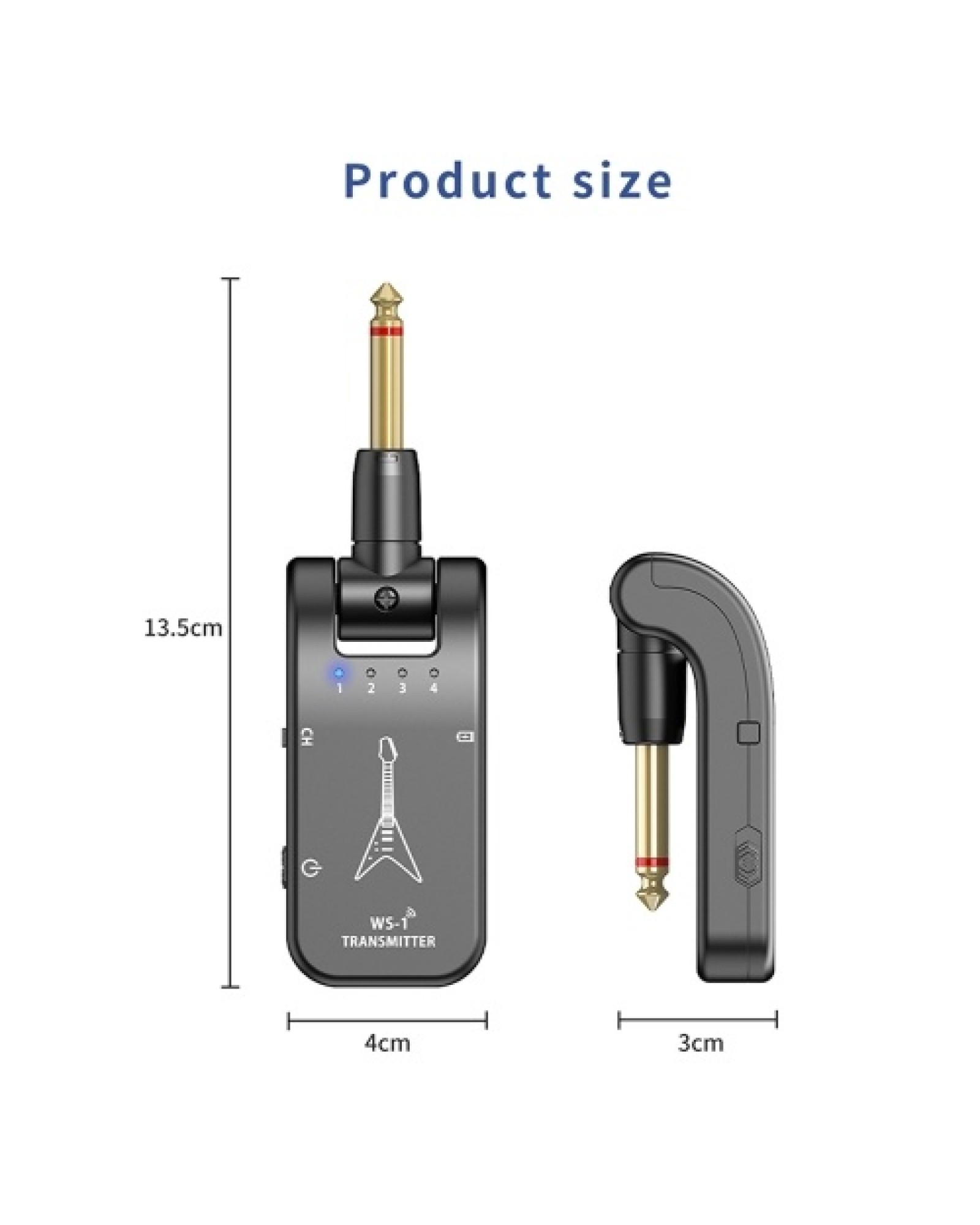 WS-1 2.4GHz Wireless Guitar System Rechargeable Audio Transmitter and Receiver