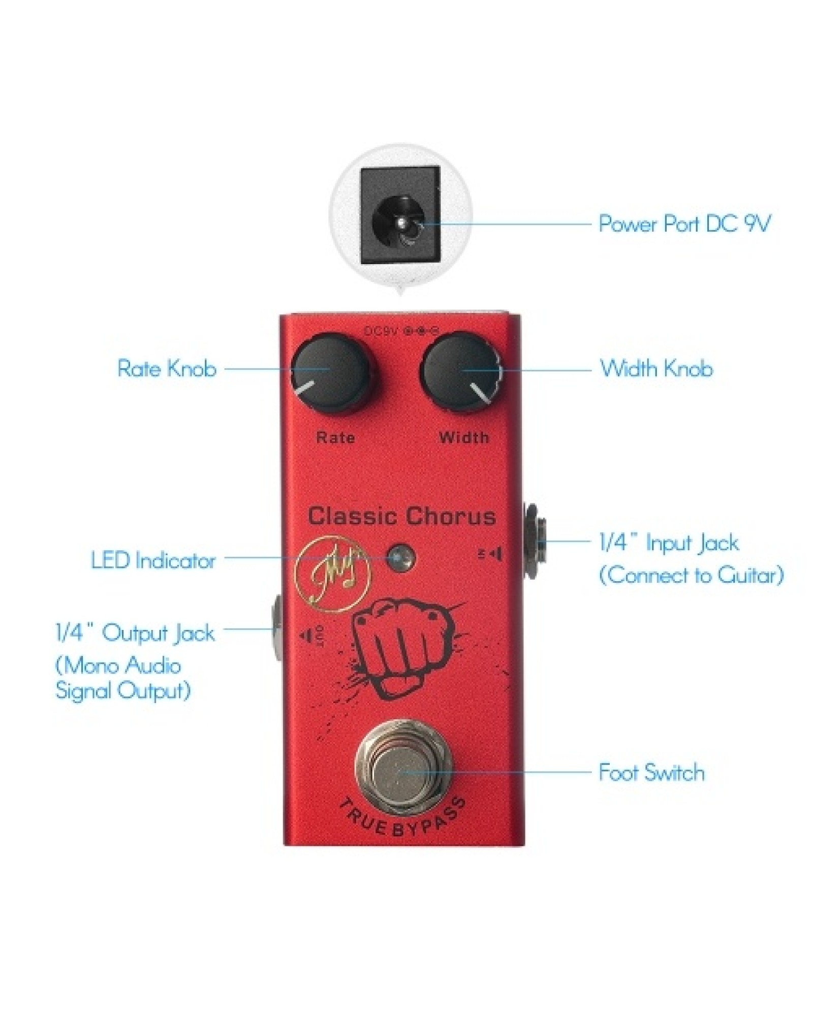 Classic Chorus Effect Pedal for Electric Guitars