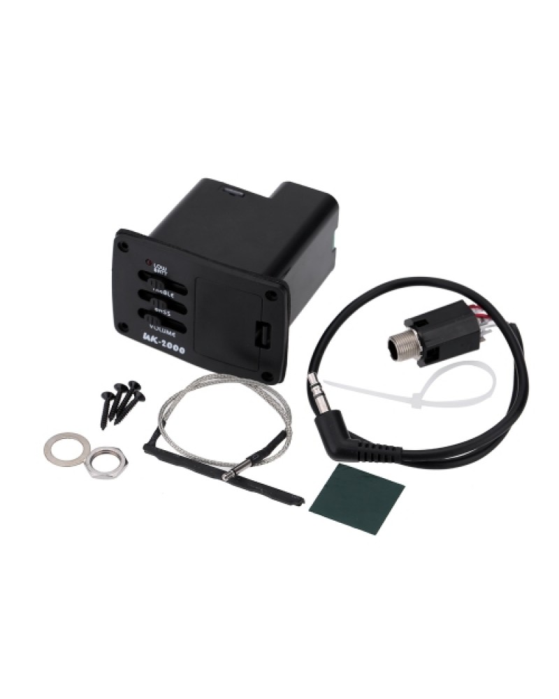 Acoustic Guitar Bass Treble Tone and Volume Control EQ Equalizer Preamp Piezo Pickup Tuner Amplifier with Active Line 6.35MM Plu