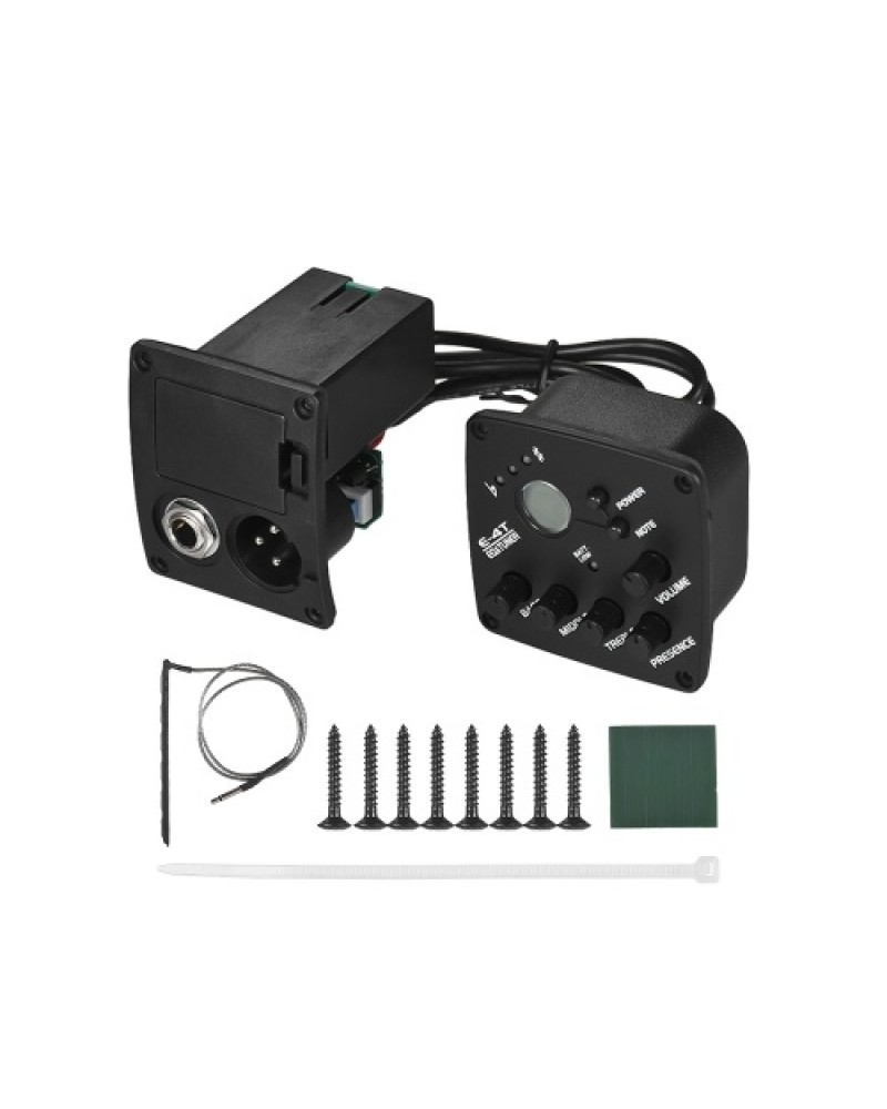 Acoustic Guitar 4-Band EQ Equalizer Tone and Volume Amplifier Preamp Piezo Pickup 6.35mm XLR with LCD Display