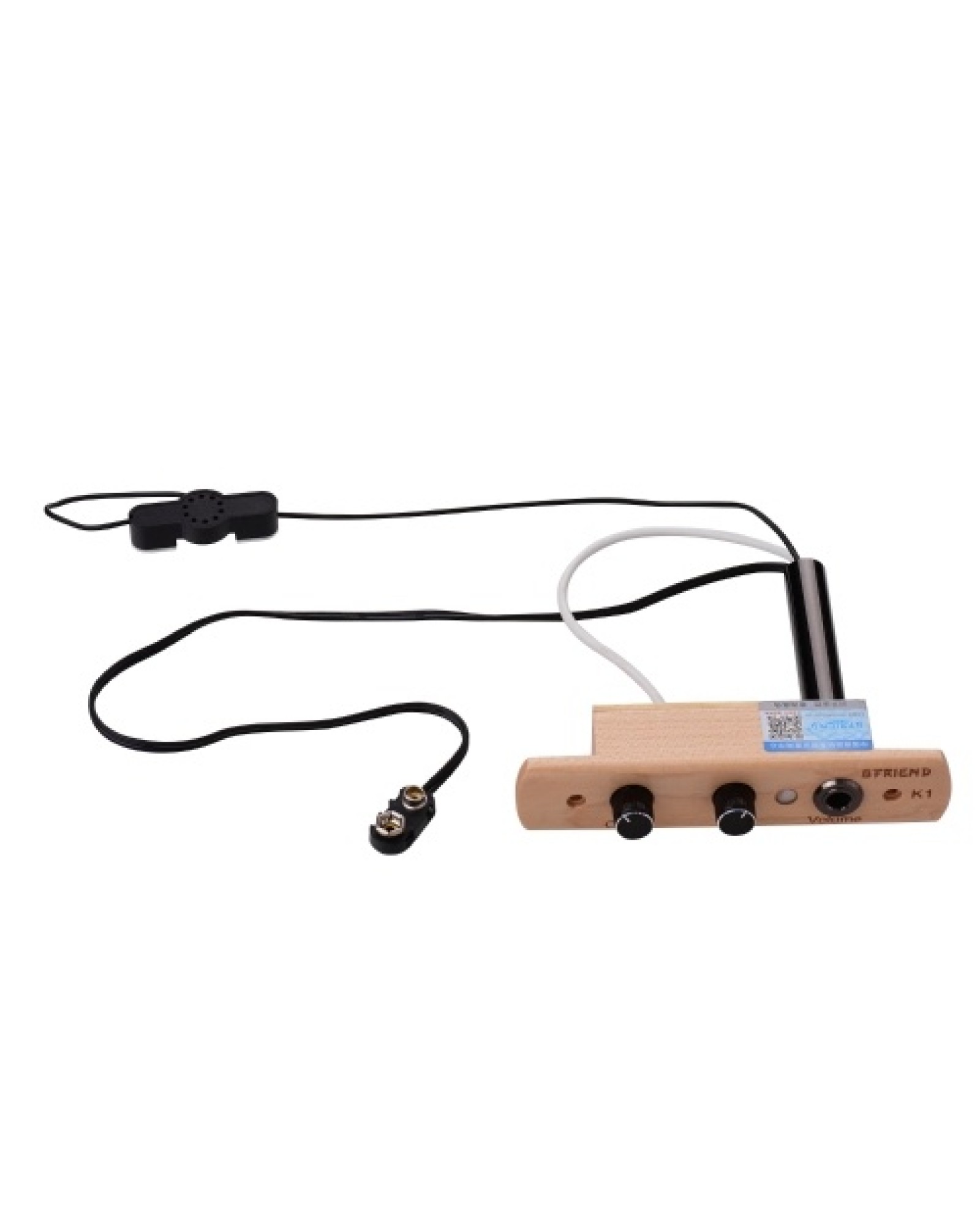 Cajon Drum Sound Hole Pickup Microphone Pick-up System for Box Drum with Tone Volume Control 6.35mm Output Jack