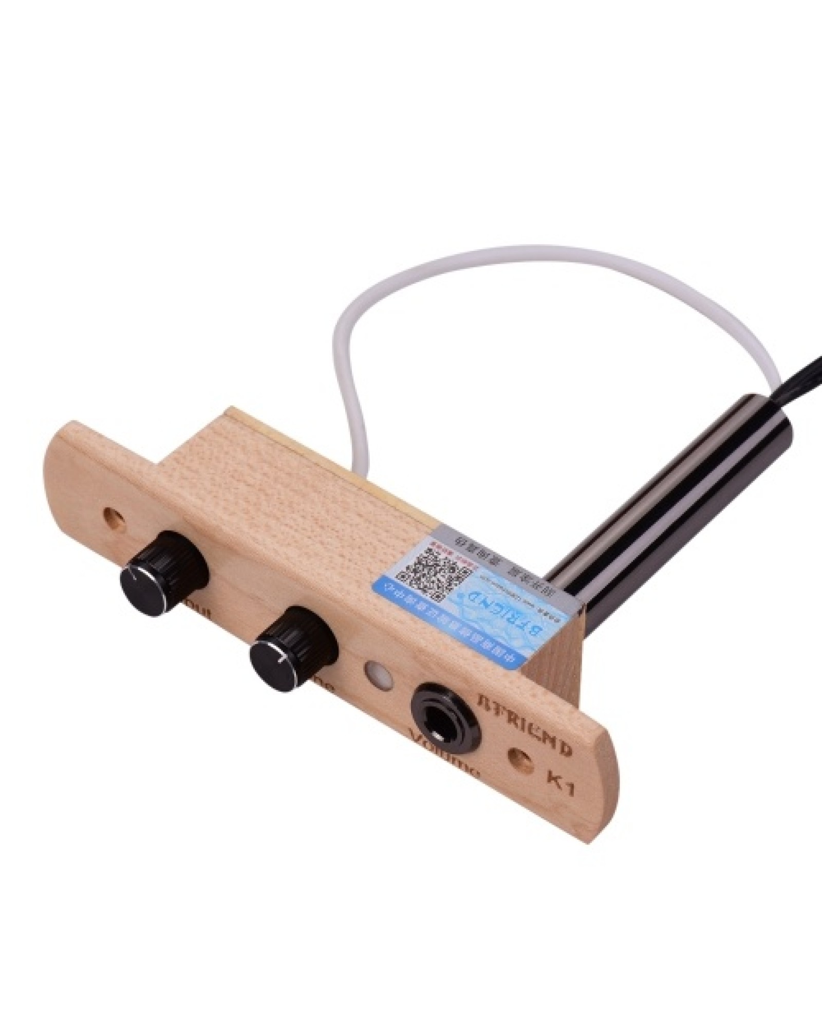 Cajon Drum Sound Hole Pickup Microphone Pick-up System for Box Drum with Tone Volume Control 6.35mm Output Jack