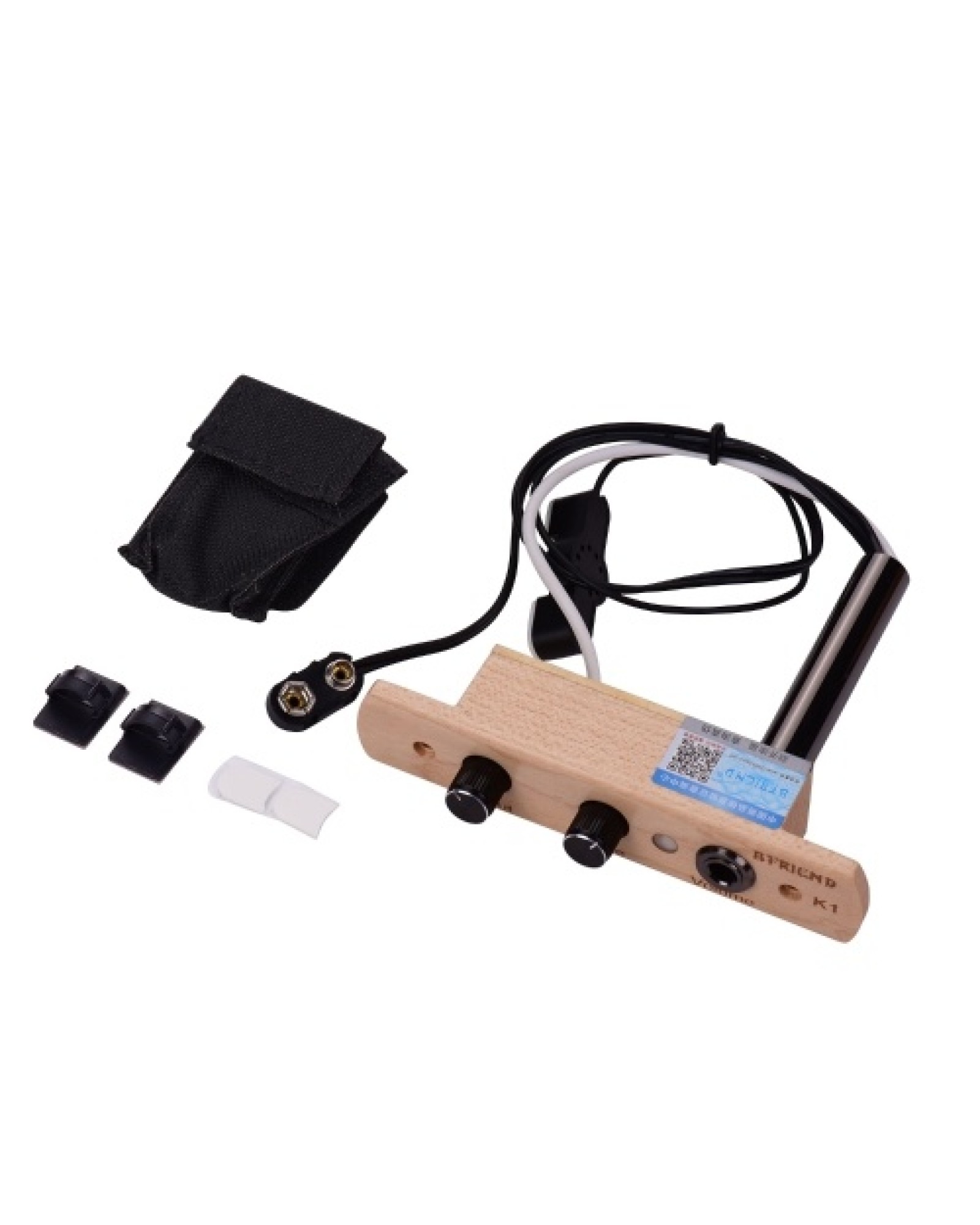 Cajon Drum Sound Hole Pickup Microphone Pick-up System for Box Drum with Tone Volume Control 6.35mm Output Jack