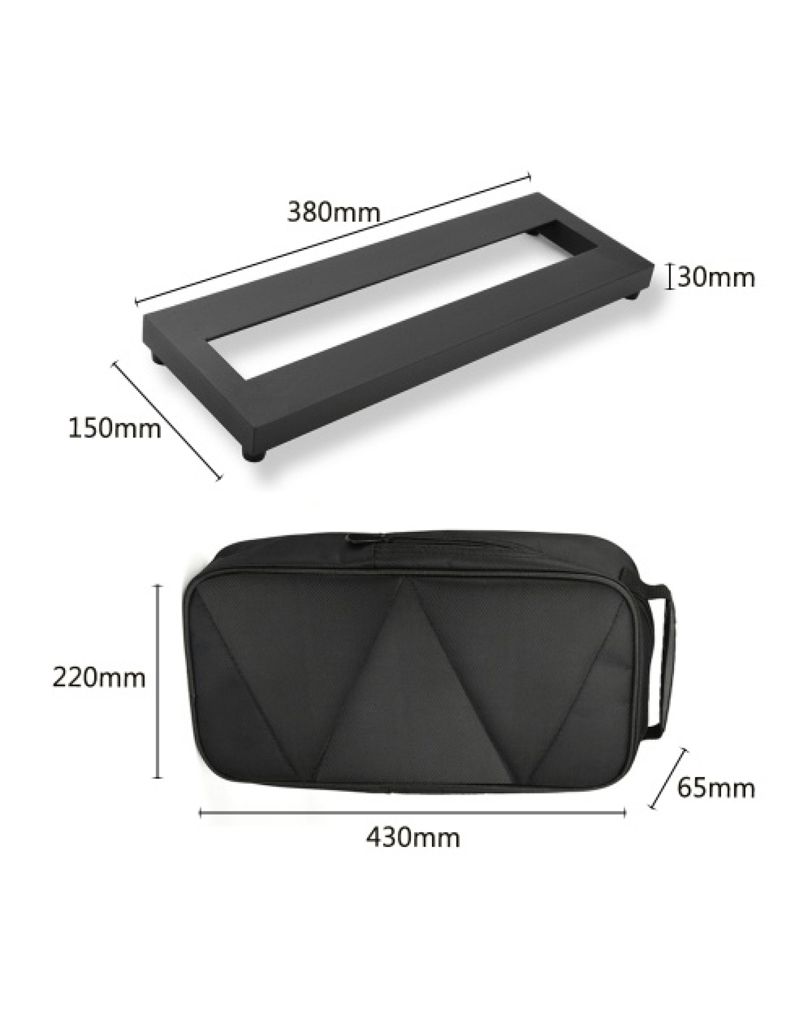 Small Size Guitar Effect Pedal Board Aluminum Alloy Pedalboard 15×4.9 Inch with Carrying Bag