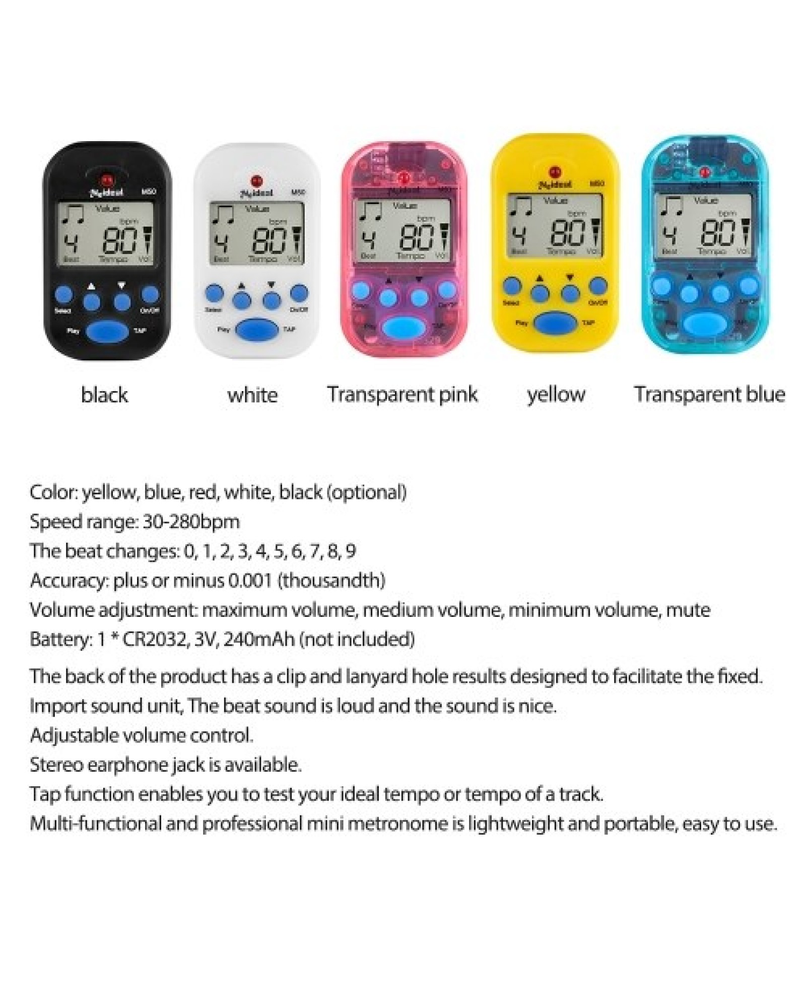 Professional Metronome M50 Digital LCD Clip-on Tuner Metronomfor Guitar Piano Mini Metronomo Musical Instrument Accessories