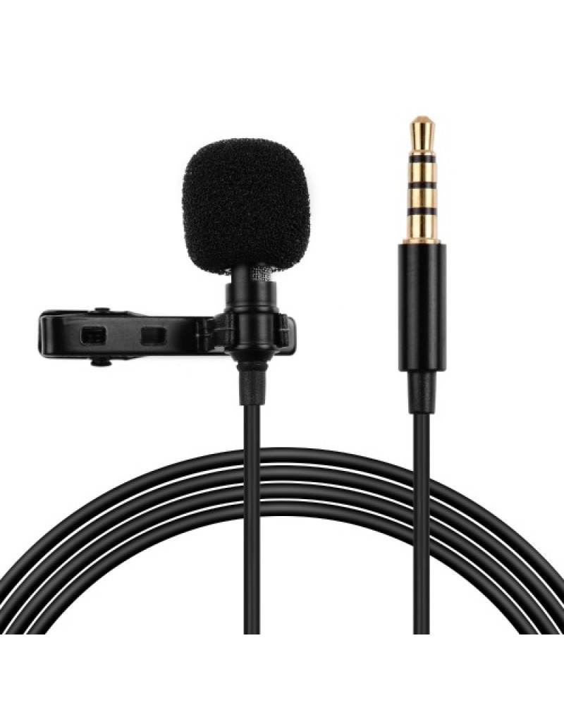 Professional Clip-On Microphone 3.5mm Audio Plug for Smartphones Comes with 2 Meters Extension Wire