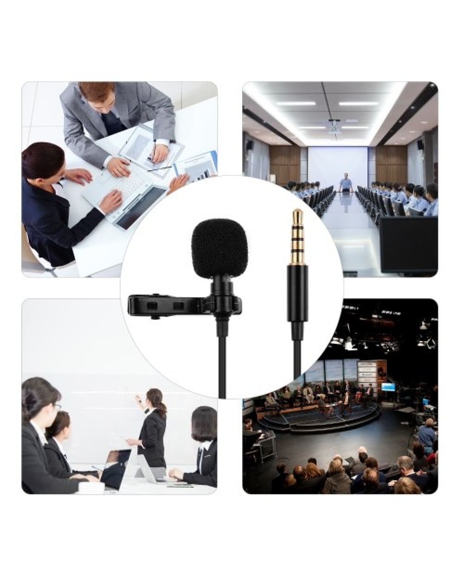 Professional Clip-On Microphone 3.5mm Audio Plug for Smartphones Comes with 2 Meters Extension Wire