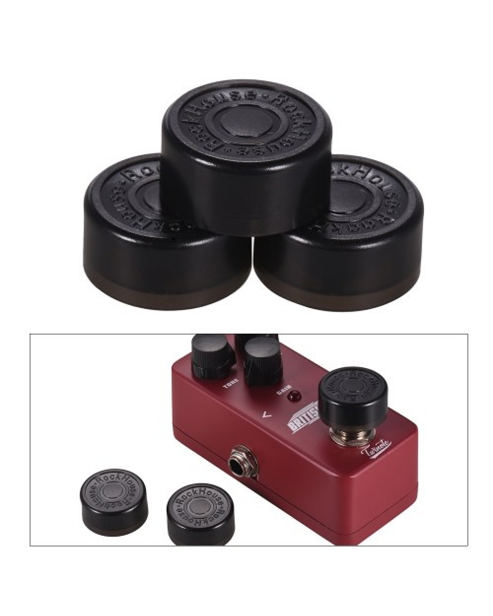 3pcs Footswitch Topper Protector ABS Bumpers for Guitar Effect Pedal Black