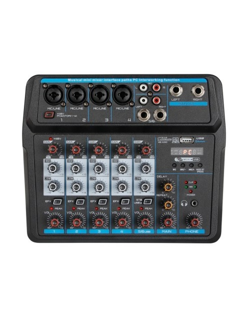 Compact 6-Channel USB Mixing Console Digital Audio Mixer
