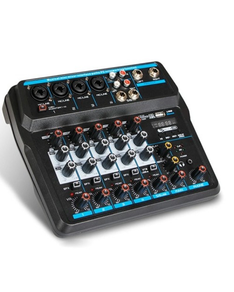 Compact 6-Channel USB Mixing Console Digital Audio Mixer