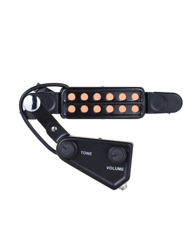 12-hole Acoustic Guitar Sound Hole Pickup Magnetic Transducer with Tone Volume Controller Audio Cable
