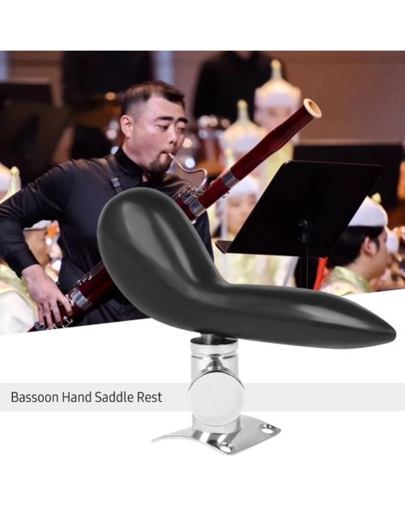 Bassoon Hand Saddle Rest Thumb Rest for Bassoon Hand Holder Thickened Arc Finger Rest with Metal Base and 4 Screws Instrument Ac