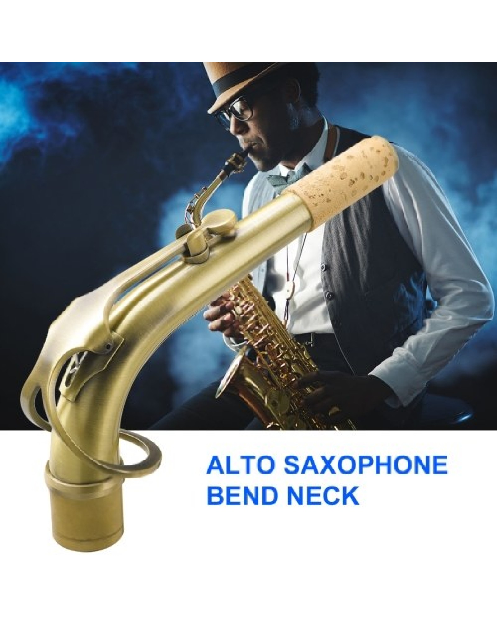 B65 Alto Saxophone Sax Bend Neck Brass E-flat Alto Sax Elbow 24.5mm Nozzle with Professional Leather Pad Heat-Insulating Sax Rep