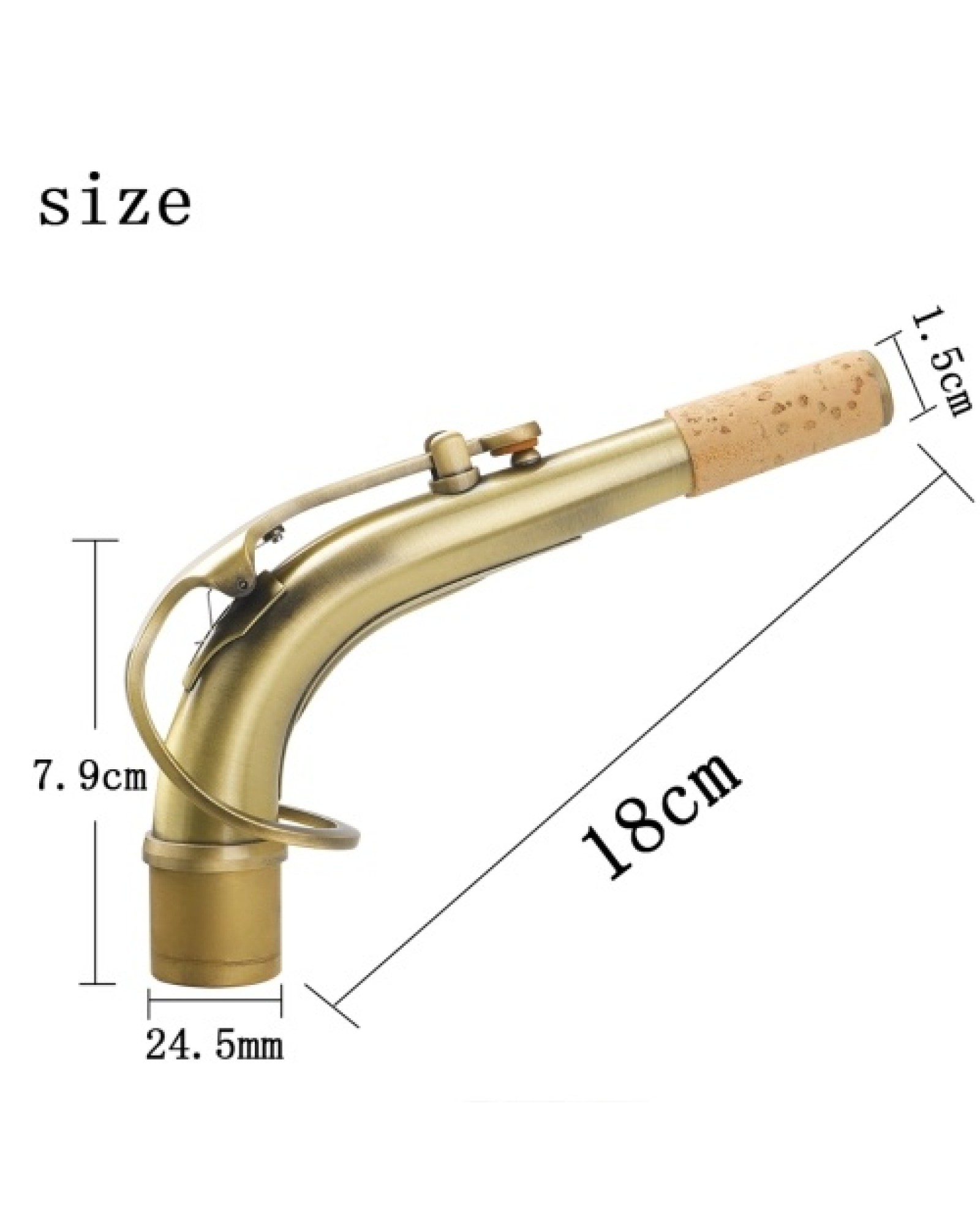 B65 Alto Saxophone Sax Bend Neck Brass E-flat Alto Sax Elbow 24.5mm Nozzle with Professional Leather Pad Heat-Insulating Sax Rep