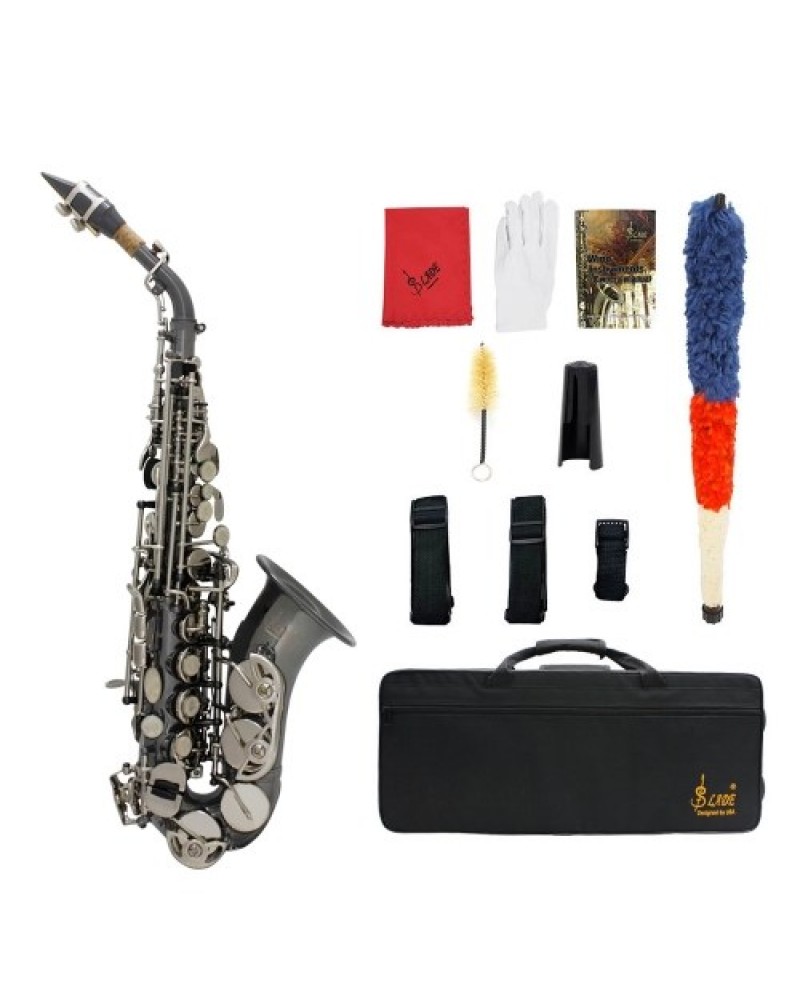 Bb Soprano Saxophone Sax Brass Material Black Nickel Plated Woodwind