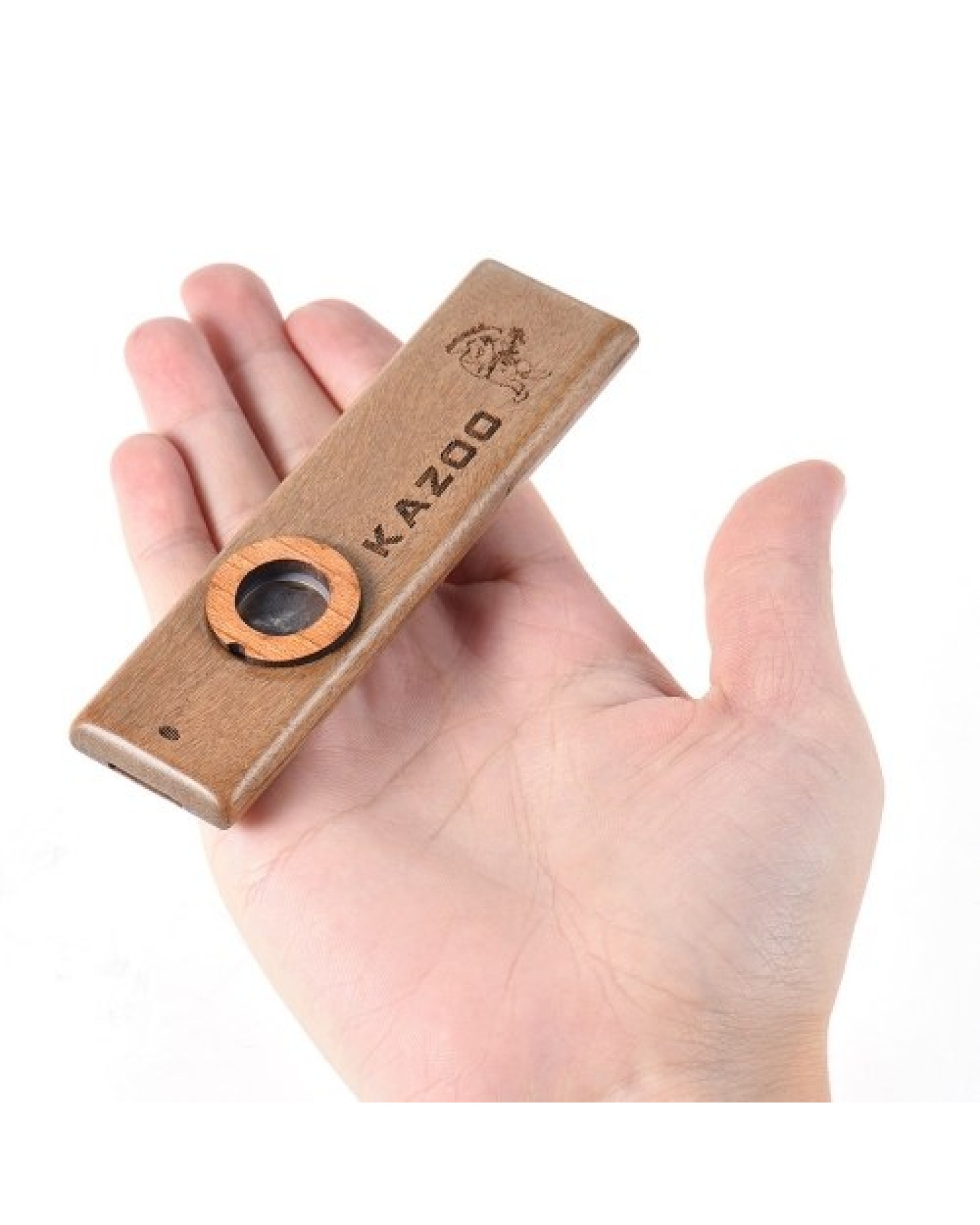 Wooden Kazoo Musical Instrument Ukulele Guitar Partner Wood Harmonica with Metal Box for Music Lover
