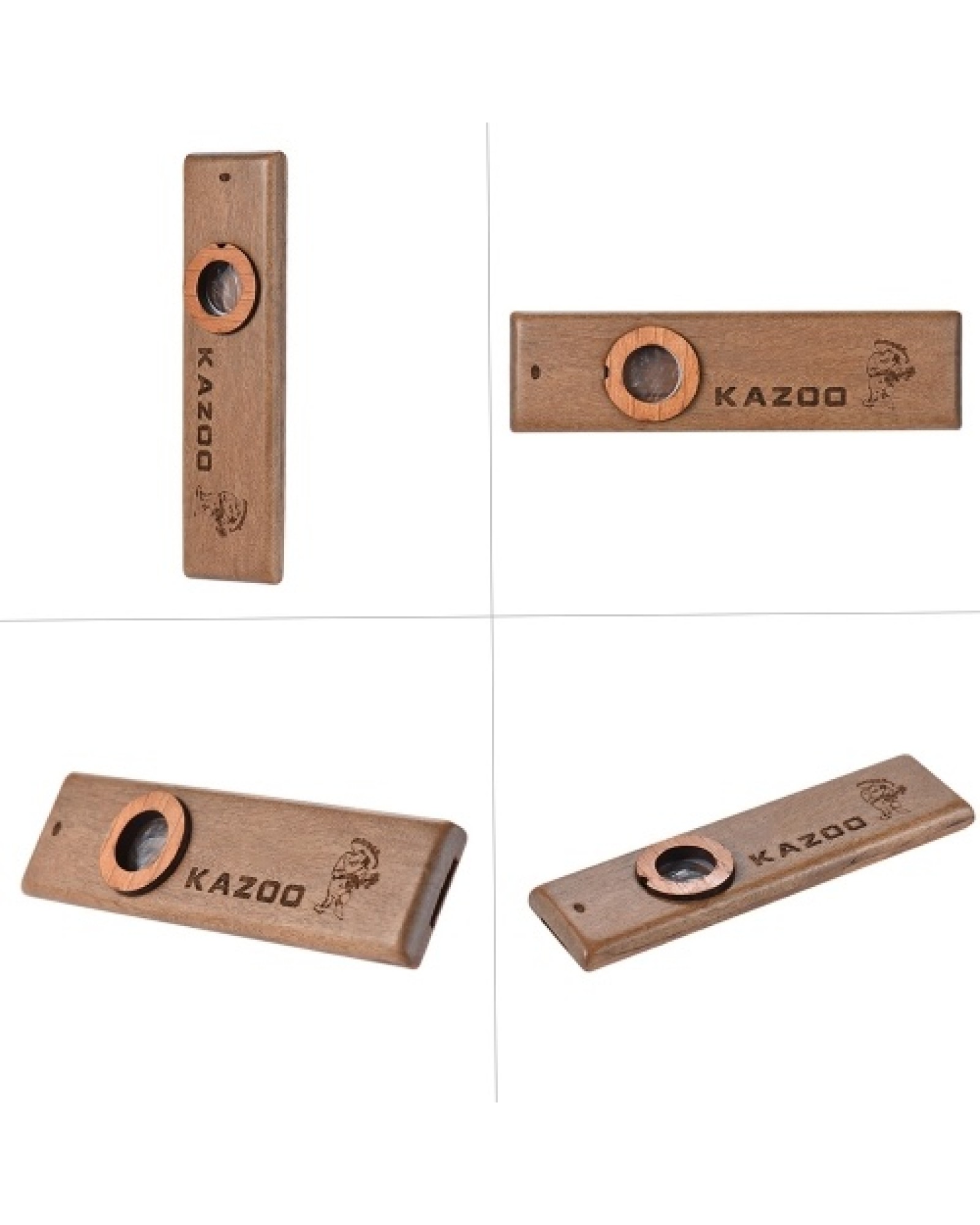 Wooden Kazoo Musical Instrument Ukulele Guitar Partner Wood Harmonica with Metal Box for Music Lover