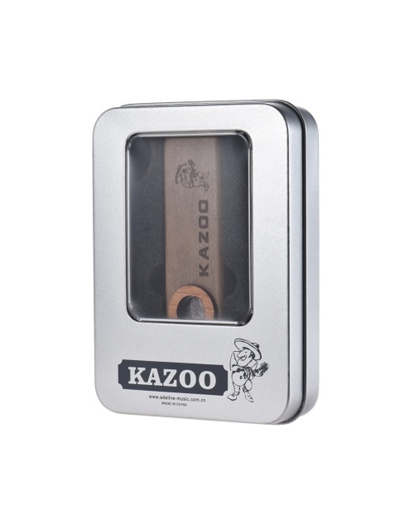 Wooden Kazoo Musical Instrument Ukulele Guitar Partner Wood Harmonica with Metal Box for Music Lover