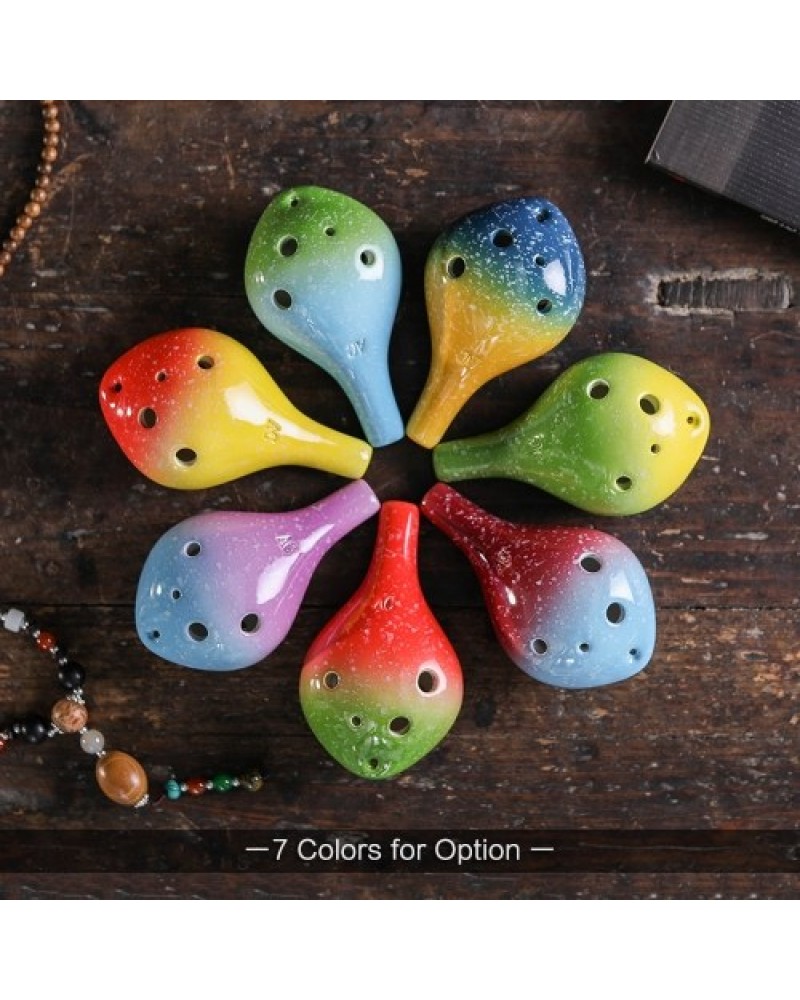 6 Holes Ceramic Ocarina Alto C Wine Bottle Style Musical Instrument with Lanyard Music Score For Music Lover and Learner