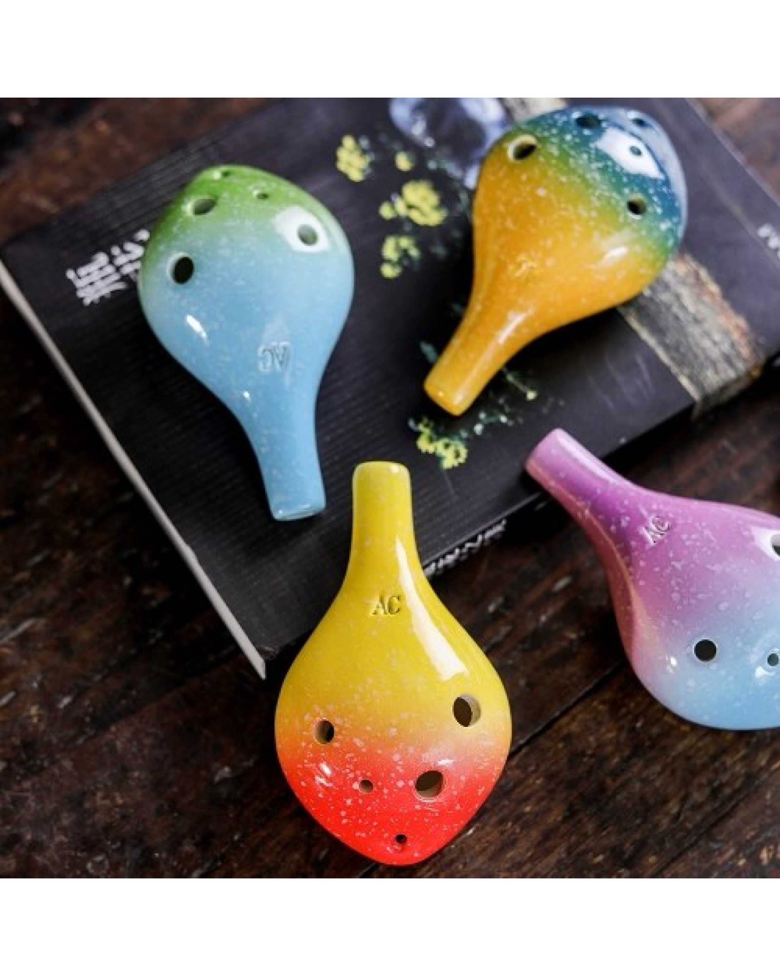 6 Holes Ceramic Ocarina Alto C Wine Bottle Style Musical Instrument with Lanyard Music Score For Music Lover and Learner