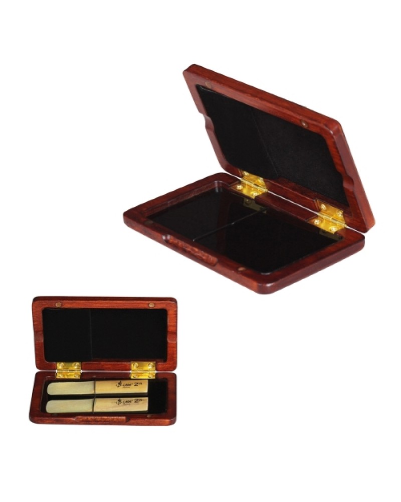 Solid Wood Reed Case Wooden Holder Box for Tenor/ Alto/ Soprano Saxophone Clarinet Reeds, 2pcs Capacity