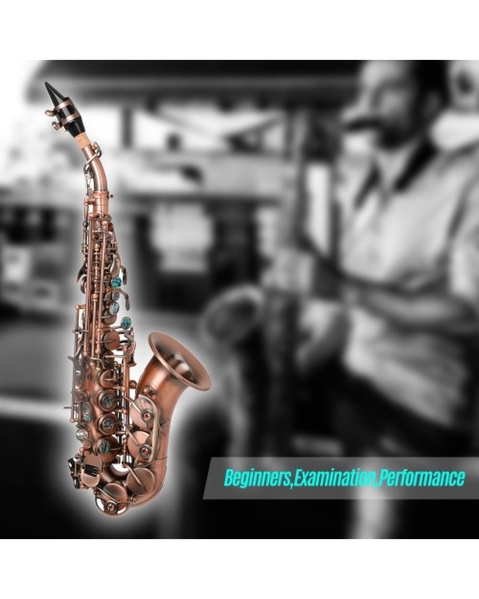 Red Antique Soprano Saxophone Bb Key Woodwind Instrument Brass Material