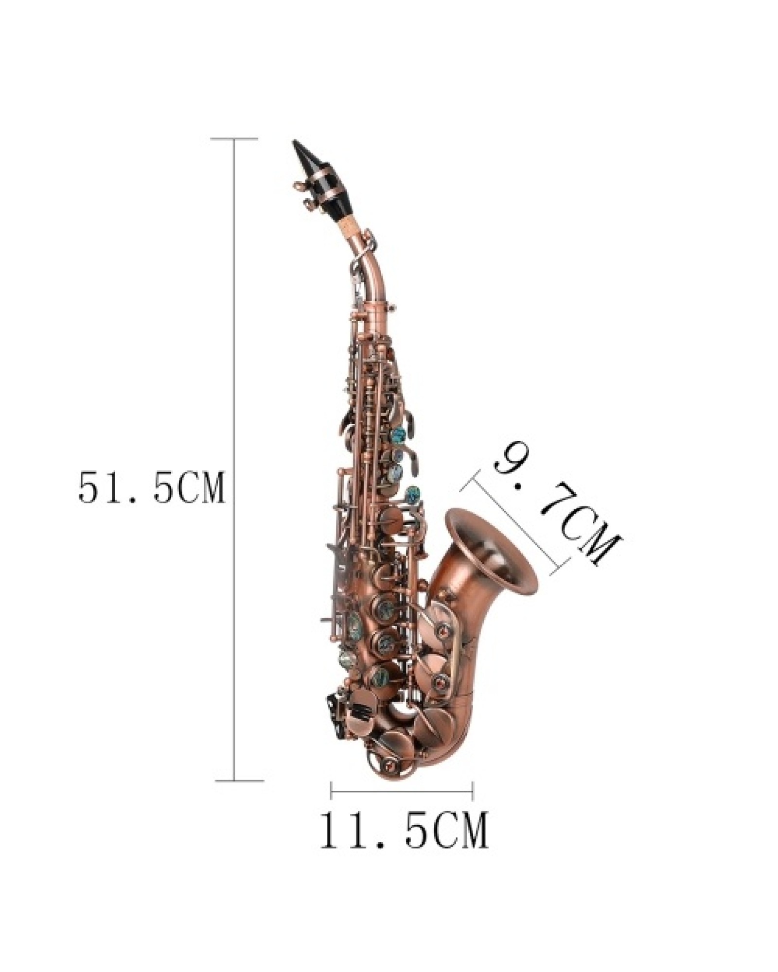 Red Antique Soprano Saxophone Bb Key Woodwind Instrument Brass Material