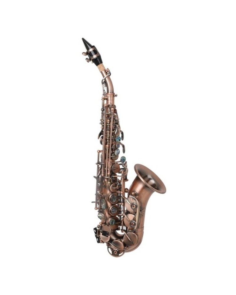 Red Antique Soprano Saxophone Bb Key Woodwind Instrument Brass Material