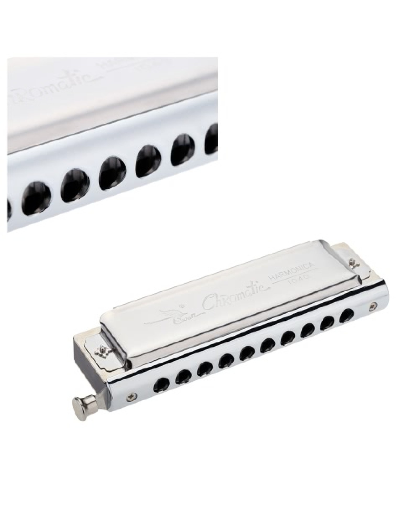 Swan Chromatic Harmonica 10 Holes 40 Tones Key of C Silver with Exquisite Box