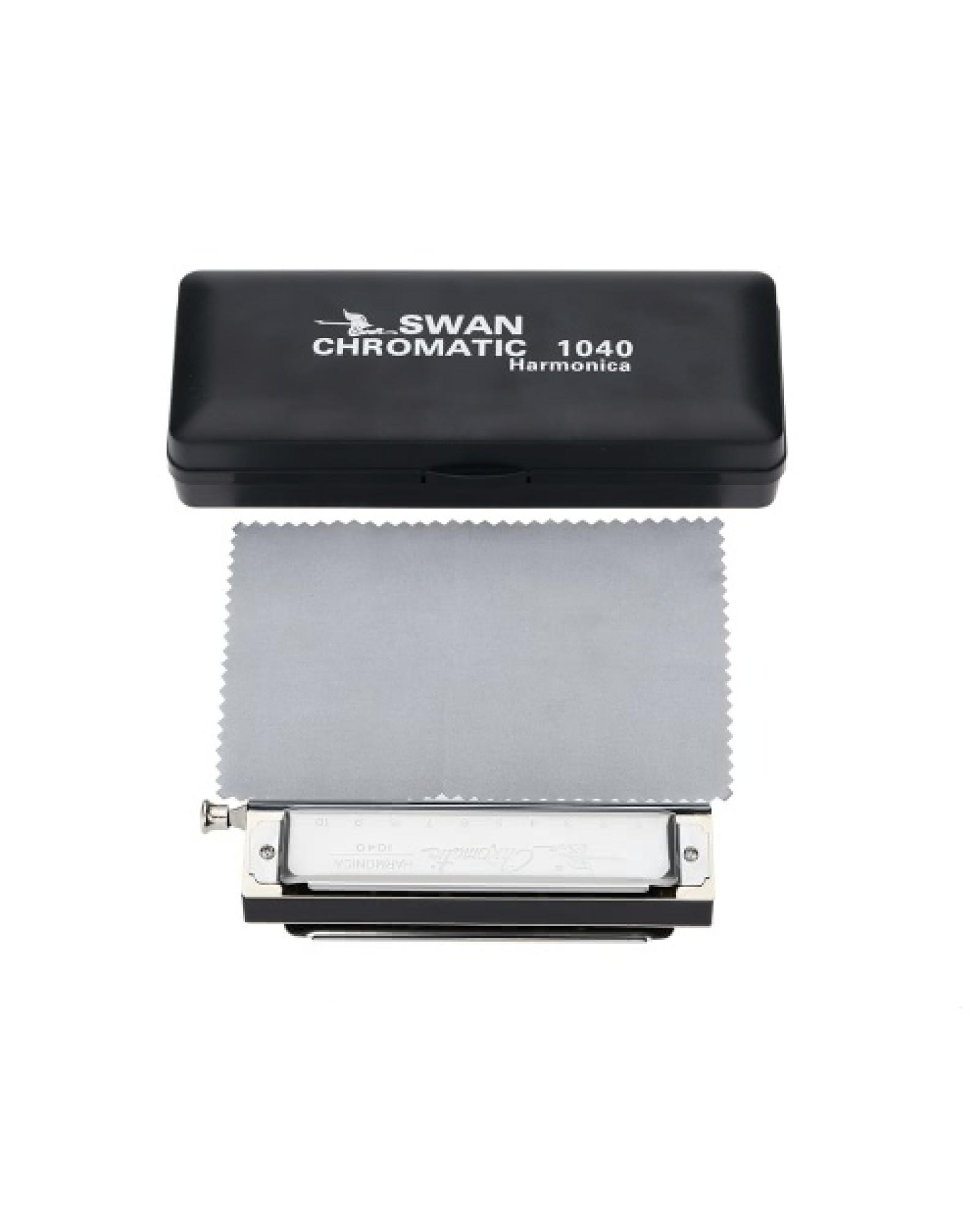 Swan Chromatic Harmonica 10 Holes 40 Tones Key of C Silver with Exquisite Box