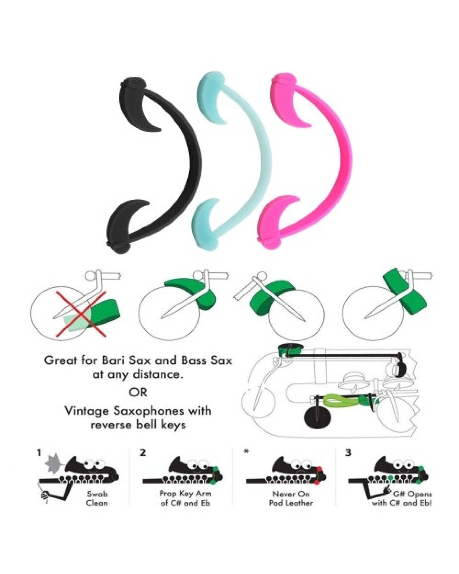 3pcs Saxophone Key Props Sax Pad Anti-Sticking Tool Silicone Saxophone Leather Pad Protector Alto/Tenor Saxophones Cleaning Main