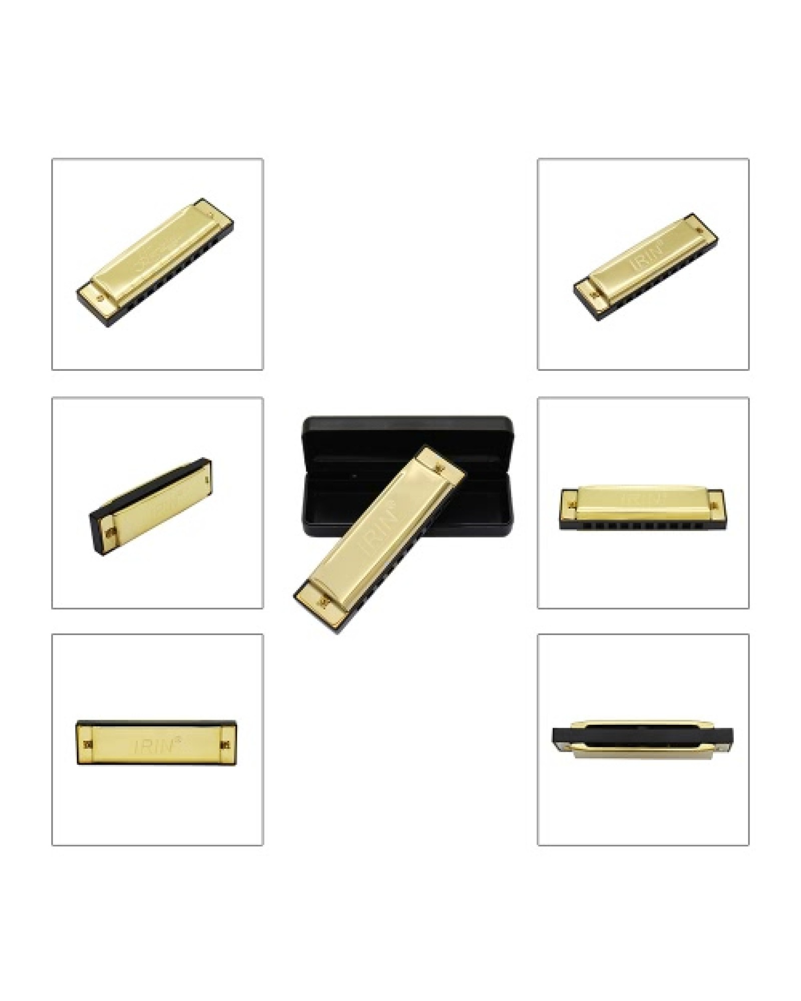 10 Holes 20 Tone Diatonic Blues Harmonica Key of C with Case for Beginner Children Golden