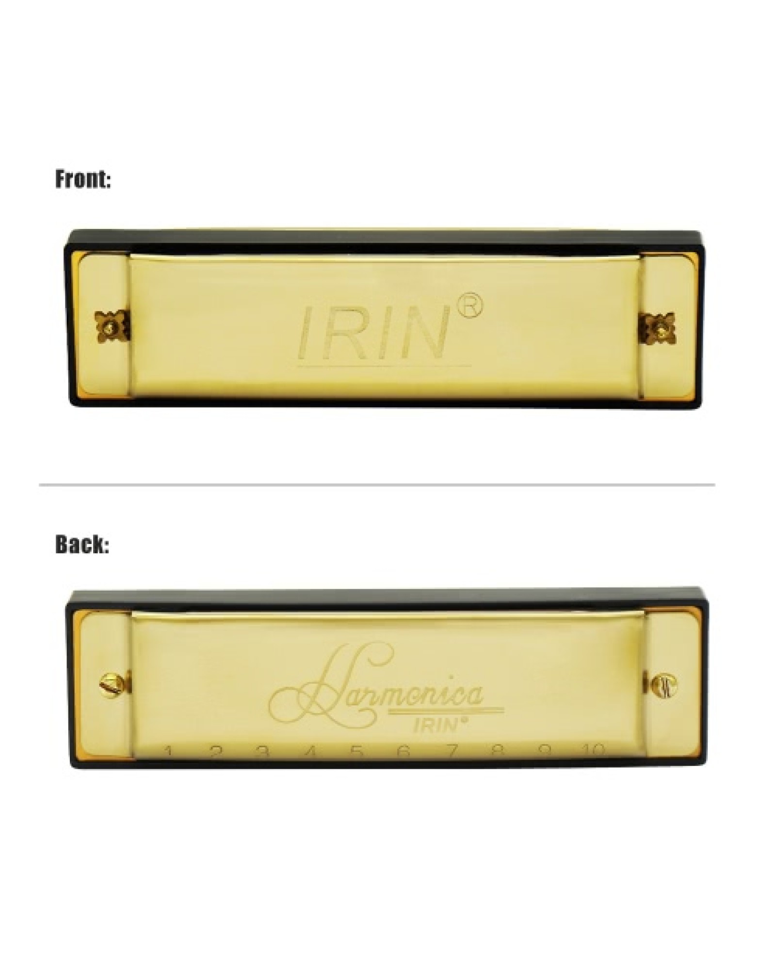 10 Holes 20 Tone Diatonic Blues Harmonica Key of C with Case for Beginner Children Golden