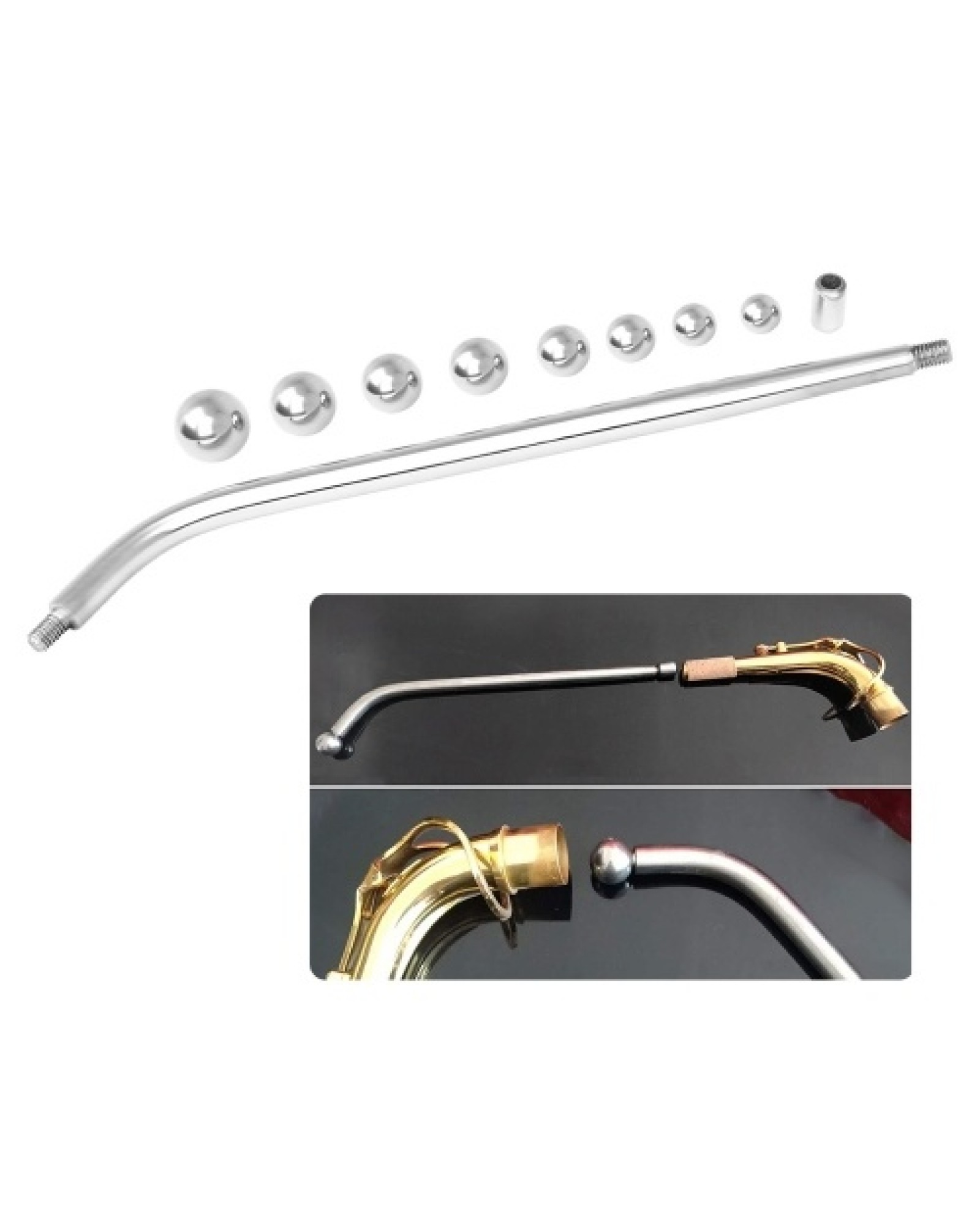 Saxophone Repair Tool Kit with 8pcs Sheet Metal Round Balls Sheet Metal Barrel Ball and Long Rod