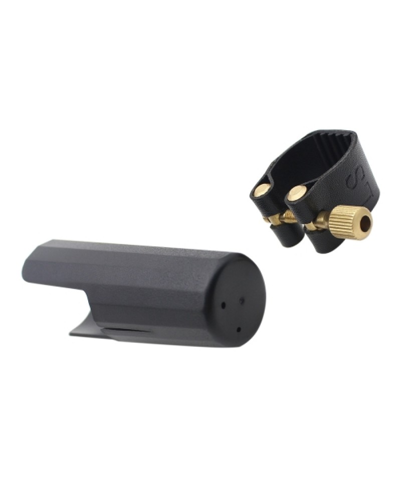 Leather Ligature Fastener with Plastic Cap for Soprano Sax Saxphone Bakelite Mouthpiece Durable