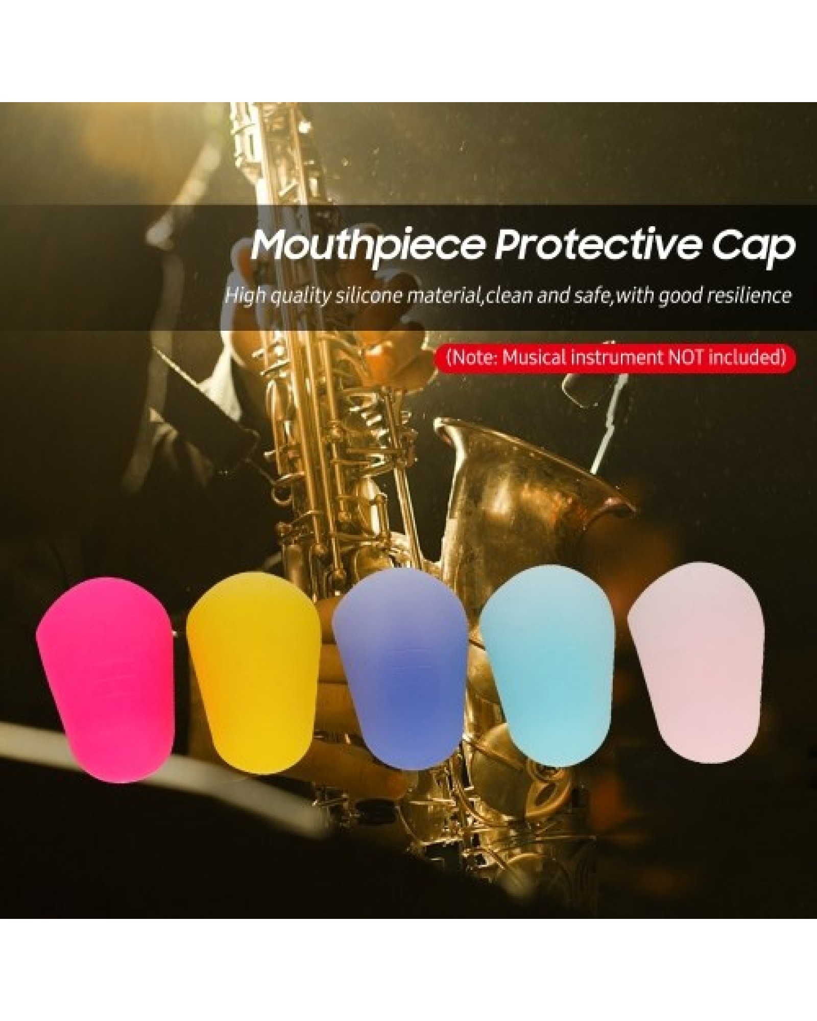 5 PCS Mouthpiece Protective Cap Saxophone Clarinet Mouthpiece Silicone Protector Wind Instrument Accessories (Random Color)