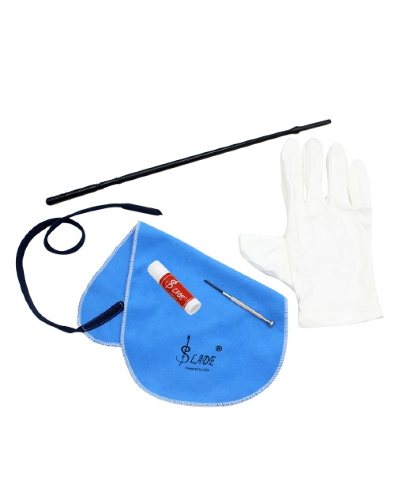 Flute Cleaning Kit Set with Cleaning Cloth Stick Cork Grease Screwdriver Gloves