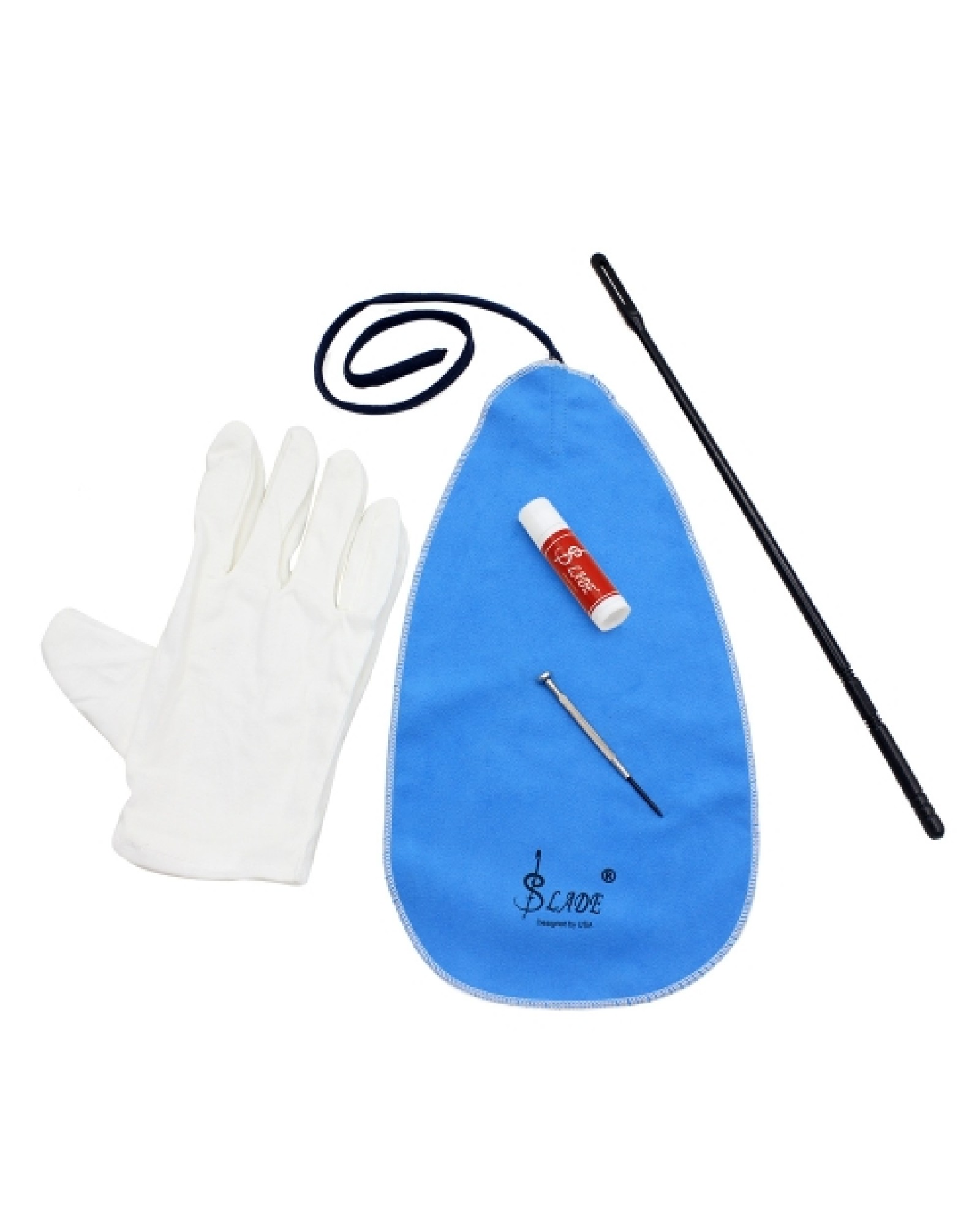 Flute Cleaning Kit Set with Cleaning Cloth Stick Cork Grease Screwdriver Gloves