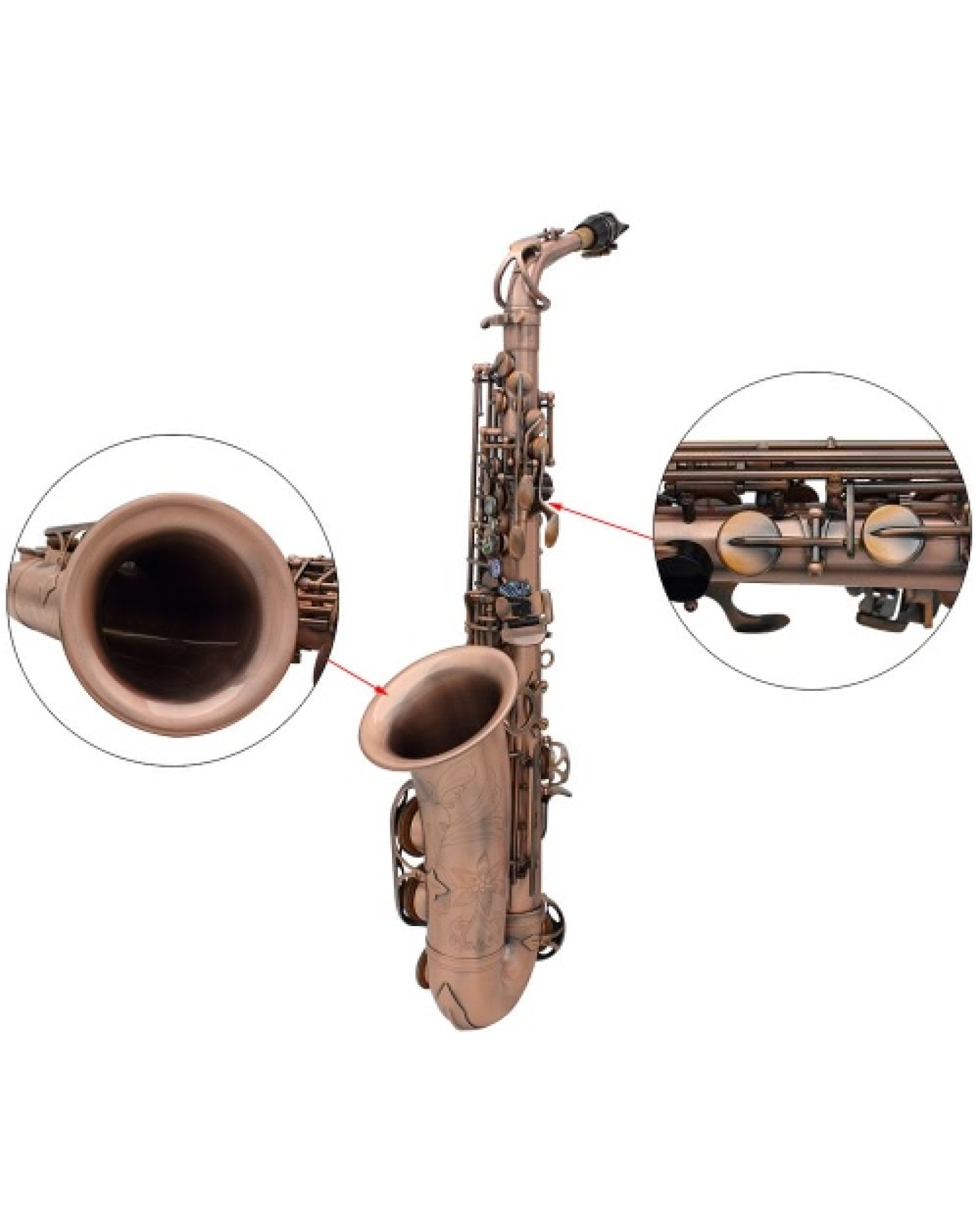 Professional Red Bronze Bend Eb E-flat Alto Saxophone Sax