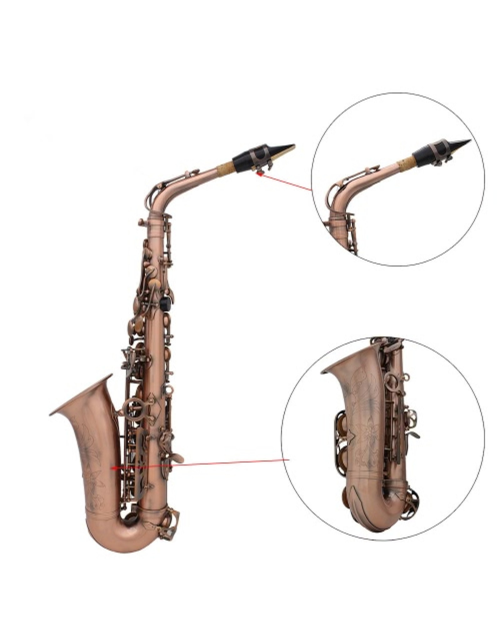 Professional Red Bronze Bend Eb E-flat Alto Saxophone Sax