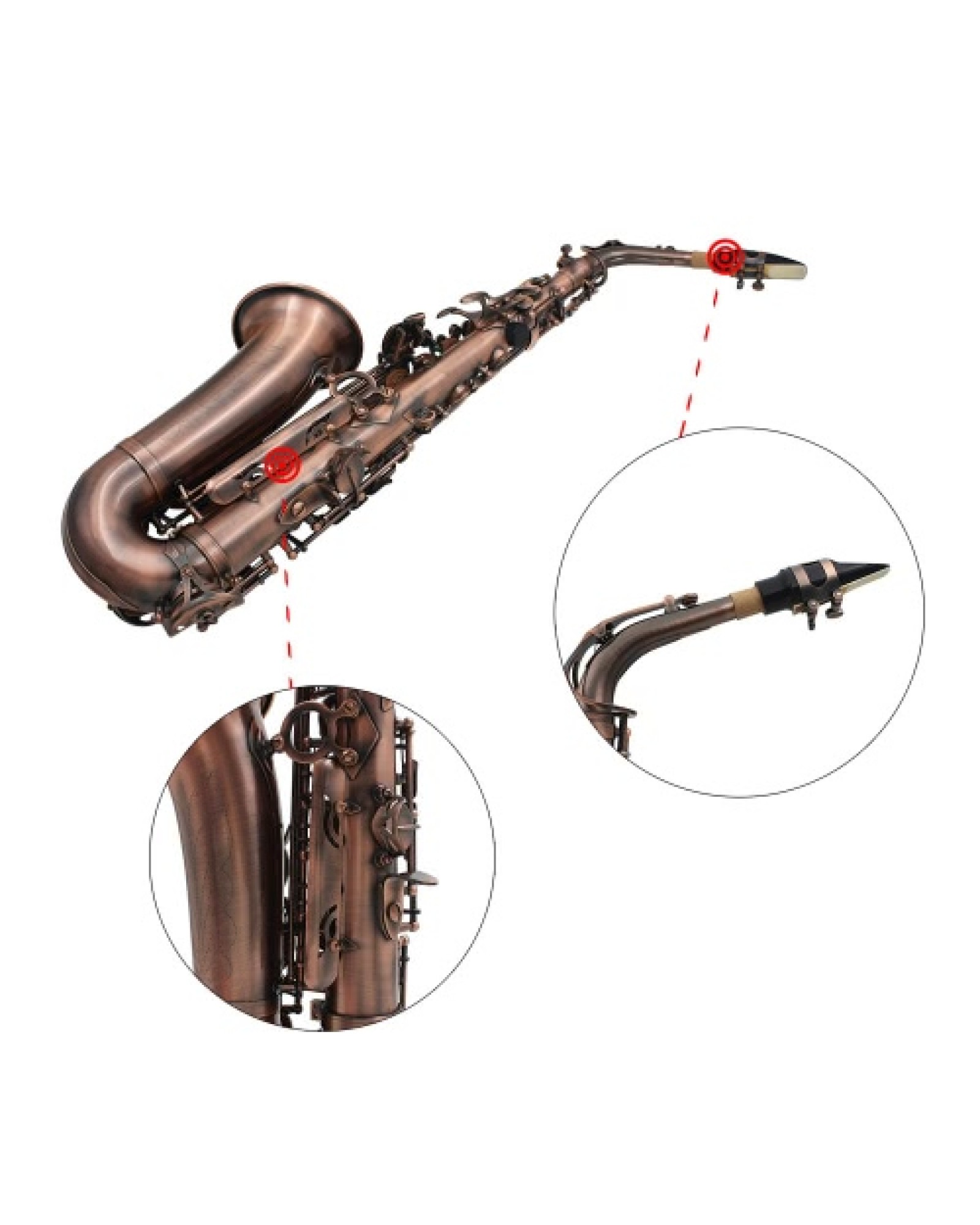 Professional Red Bronze Bend Eb E-flat Alto Saxophone Sax