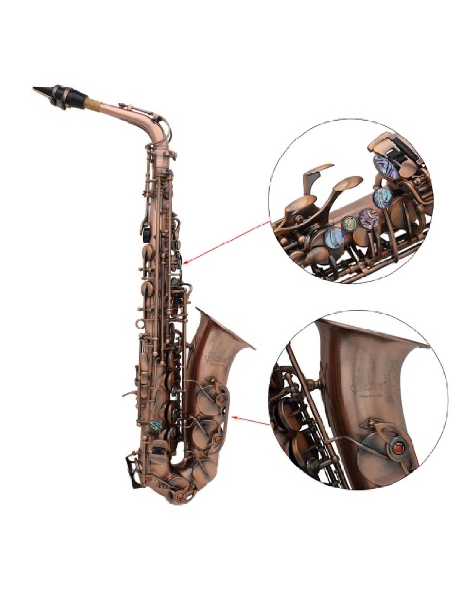 Professional Red Bronze Bend Eb E-flat Alto Saxophone Sax