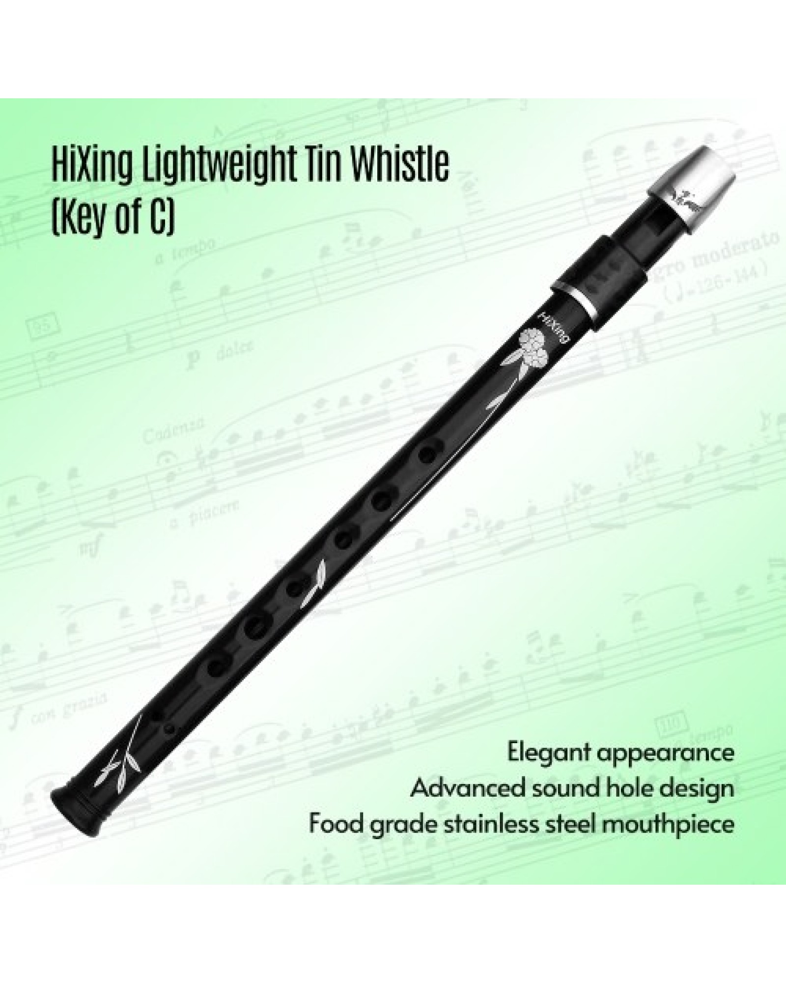 Lightweight Irish Whistle Tin Whistle Flute Recorder Instrument C key
