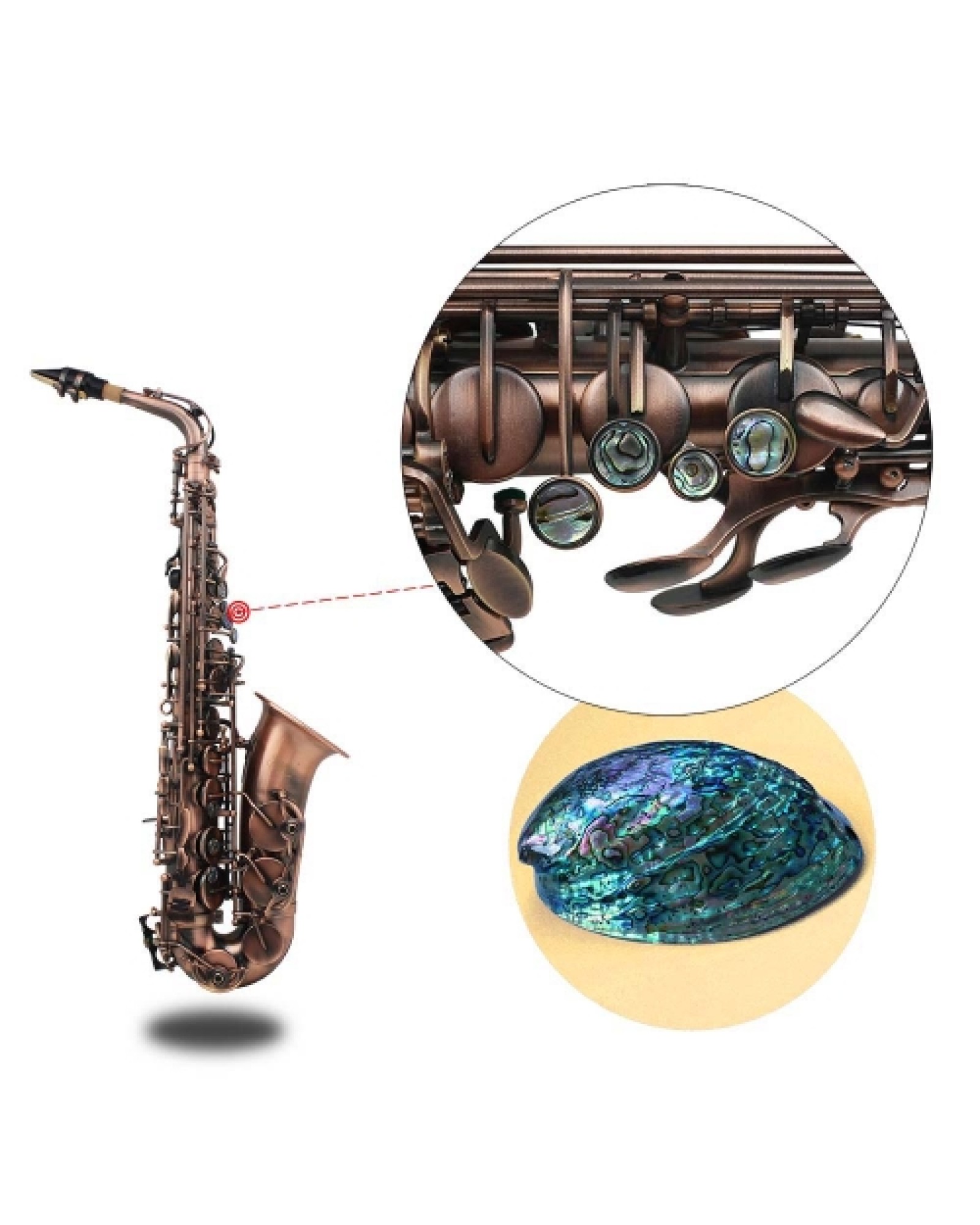 9pcs Colorful Abalone Shell Key Button Inlays for Tenor/ Alto/ Soprano Sax Saxophone