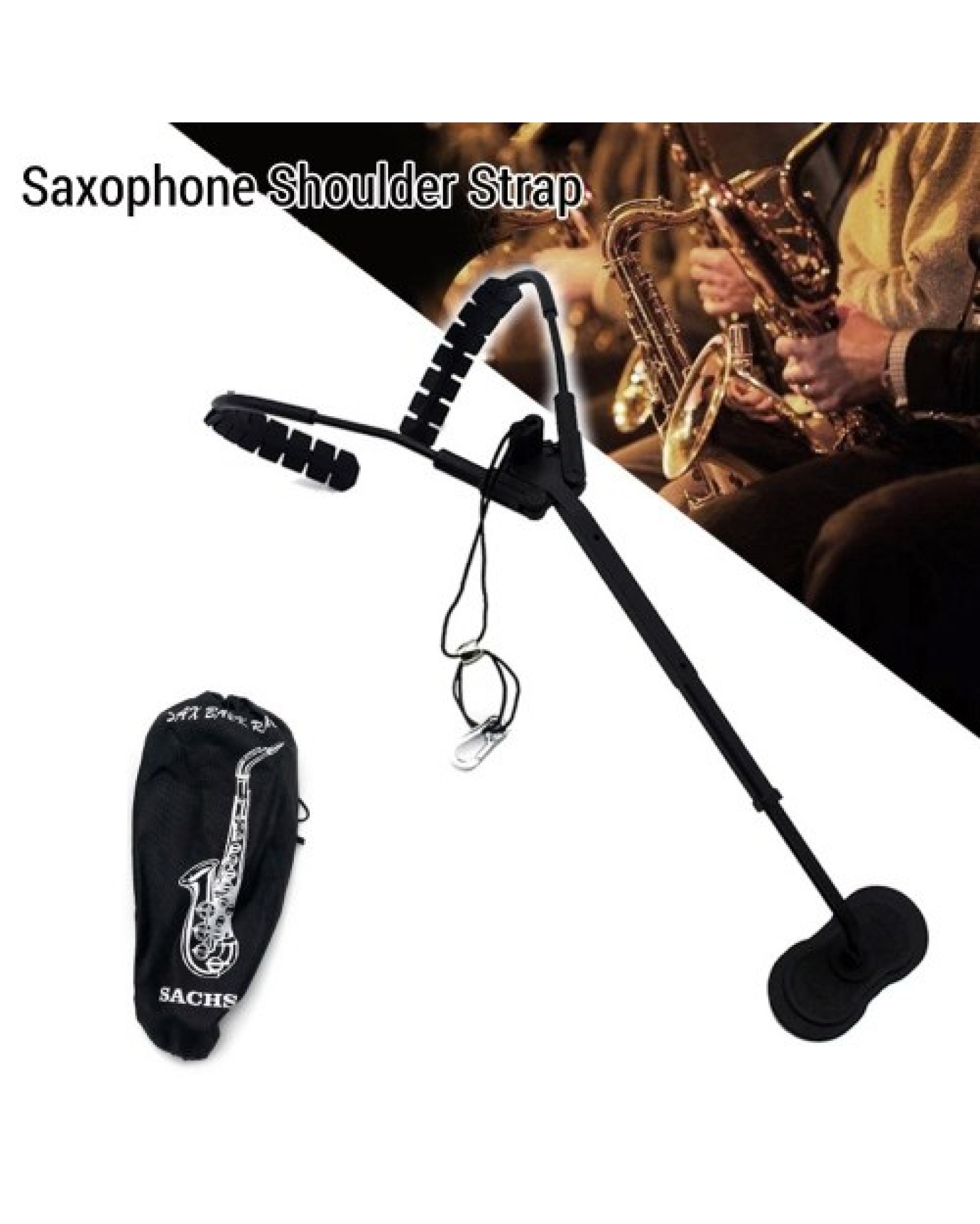 Comfortable Saxophone Shoulder Strap Sax Harness Strap Adjustable for Alto/Tenor/Soprano Saxophones