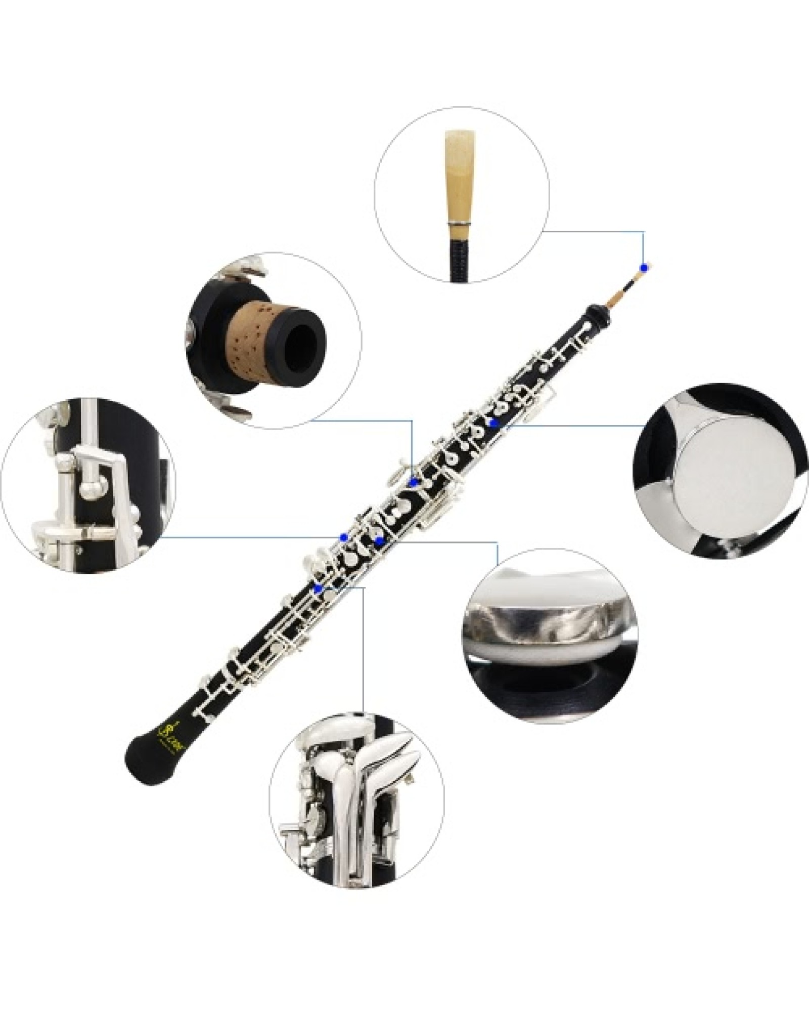 Professional Oboe C Key Cupronickel Plated Silver Woodwind Musical Instrument